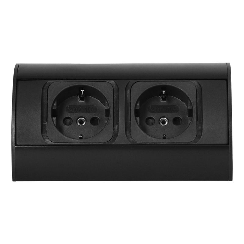 Casa si Gradina - Electrice - Prize - Priza blat ORNO OR-AE-1303(GS)/B, 2 prize Schuko 2P+E, 16A, 3680W, Montaj Aparent, Neagra - Infinity.ro