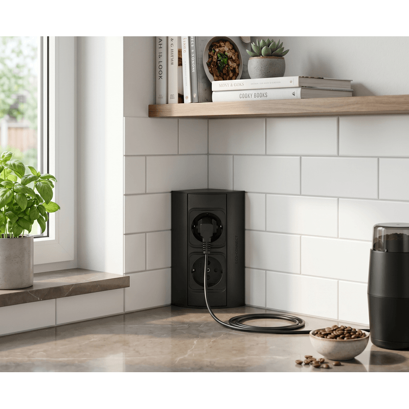 Casa si Gradina - Electrice - Prize - Priza blat ORNO OR-AE-1303(GS)/B, 2 prize Schuko 2P+E, 16A, 3680W, Montaj Aparent, Neagra - Infinity.ro