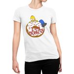 Fashion, accesorii si bijuterii - Femei - Imbracaminte femei - Tricouri si topuri femei - Tricou Femei The Simpsons Donut Love Homer Game Maggie, alb,  marime 2XL - Infinity.ro