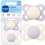 Jucarii, Copii si Bebe - Hrana si alaptare - Biberoane, suzete si accesorii hranire - Suzete si accesorii - Set 2 Suzete Ortodontice Mam Baby, Pacifier Original Mix&Match, 2-6 lun, Mam SkinSoft, fara BPA si BPS, Bej/Lila - Infinity.ro