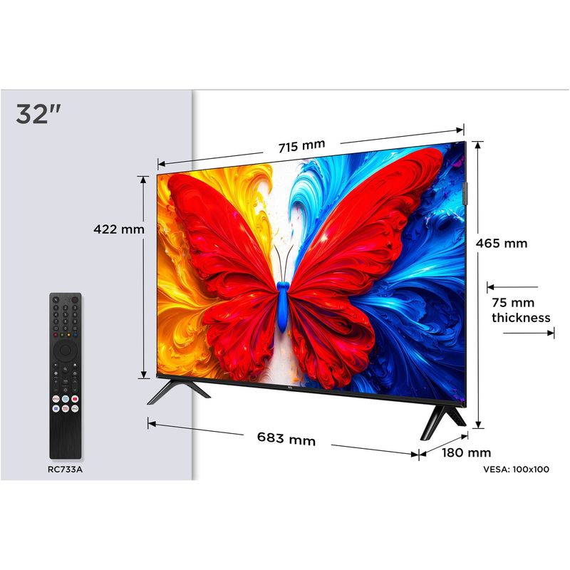 TV, Audio-Video si Foto - Televizoare - Televizor TCL QLED 32S5L, 80 cm, Smart Android TV, Full HD, Clasa F (Model 2026) - Infinity.ro