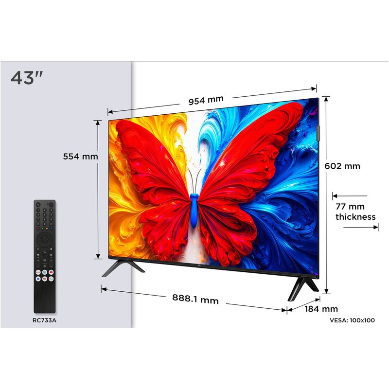 TV, Audio-Video si Foto - Televizoare - Televizor TCL QLED 43S5L, 108 cm, Smart Android TV, Full HD, Clasa F (Model 2026) - Infinity.ro