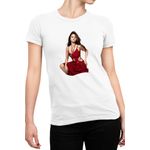 Fashion, accesorii si bijuterii - Femei - Imbracaminte femei - Tricouri si topuri femei - Tricou Femei Selena Gomez Red Dress Actress Singer Song, alb,  marime 2XL - Infinity.ro