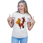 Fashion, accesorii si bijuterii - Femei - Imbracaminte femei - Tricouri si topuri femei - Tricou Femei Spiderman Ironman Flash Heroes Save Earth, alb,  marime 2XL - Infinity.ro