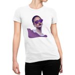 Fashion, accesorii si bijuterii - Femei - Imbracaminte femei - Tricouri si topuri femei - Tricou Femei Rihanna Violet Concept Fashion Artist Show Off, alb,  marime 2XL - Infinity.ro