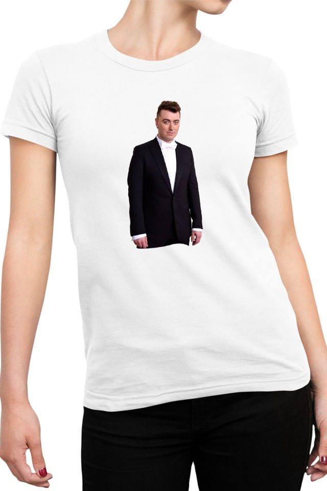 Tricou Femei Sam Smith Suit English Love Me More Song, alb,  marime 2XL