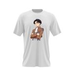 Fashion, accesorii si bijuterii - Barbati - Imbracaminte - Tricouri si bluze barbati - Tricou barbati Attack on Titan Captain Levi Anime AOT Manga, alb, marime 2XL - Infinity.ro