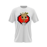Fashion, accesorii si bijuterii - Barbati - Imbracaminte - Tricouri si bluze barbati - Tricou barbati Baby Groot Minecraft Love Heart Inima, alb, marime 2XL - Infinity.ro