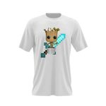Fashion, accesorii si bijuterii - Barbati - Imbracaminte - Tricouri si bluze barbati - Tricou barbati Baby Groot Minecraft Diamond Sword Bebe, alb, marime 2XL - Infinity.ro