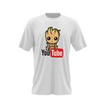 Fashion, accesorii si bijuterii - Barbati - Imbracaminte - Tricouri si bluze barbati - Tricou barbati Baby Groot Youtube Youtuber, alb, marime 2XL - Infinity.ro