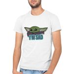 Fashion, accesorii si bijuterii - Barbati - Imbracaminte - Tricouri si bluze barbati - Tricou barbati Baby Yoda Sad Cry Star Wars, alb, marime 2XL - Infinity.ro