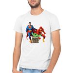 Fashion, accesorii si bijuterii - Barbati - Imbracaminte - Tricouri si bluze barbati - Tricou barbati Baby Yoda Superman Flash Hero Powers, alb, marime 2XL - Infinity.ro