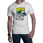 Fashion, accesorii si bijuterii - Barbati - Imbracaminte - Tricouri si bluze barbati - Tricou barbati Ben10 Wolf Logo Cartoon Alien, alb, marime 2XL - Infinity.ro