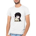 Fashion, accesorii si bijuterii - Barbati - Imbracaminte - Tricouri si bluze barbati - Tricou barbati Black Butler Sebastian Demon Love Cats, alb, marime 2XL - Infinity.ro
