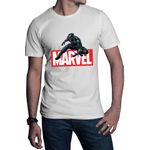 Fashion, accesorii si bijuterii - Barbati - Imbracaminte - Tricouri si bluze barbati - Tricou barbati Black Panter Marvel Logo Feline Superhero, alb, marime 2XL - Infinity.ro