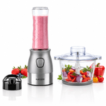 Electronice si Electrocasnice - Electrocasnice bucatarie - Mixere, tocatoare & roboti de bucatarie - Blendere si mini tocatoare - Blender si tocator HAEGER PERFECT COMBO 2 in 1, Putere 500 W, Pahar 600 ml, Bol sticla 2 L, 4 Lame din inox, Argintiu - Infinity.ro
