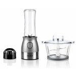 Electronice si Electrocasnice - Electrocasnice bucatarie - Mixere, tocatoare & roboti de bucatarie - Blendere si mini tocatoare - Blender si tocator HAEGER PERFECT COMBO 2 in 1, Putere 500 W, Pahar 600 ml, Bol sticla 2 L, 4 Lame din inox, Argintiu - Infinity.ro