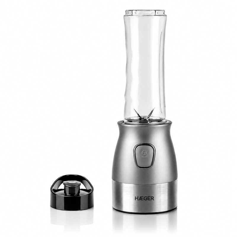 Electronice si Electrocasnice - Electrocasnice bucatarie - Mixere, tocatoare & roboti de bucatarie - Blendere si mini tocatoare - Blender si tocator HAEGER PERFECT COMBO 2 in 1, Putere 500 W, Pahar 600 ml, Bol sticla 2 L, 4 Lame din inox, Argintiu - Infinity.ro