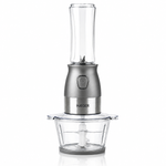 Electronice si Electrocasnice - Electrocasnice bucatarie - Mixere, tocatoare & roboti de bucatarie - Blendere si mini tocatoare - Blender si tocator HAEGER PERFECT COMBO 2 in 1, Putere 500 W, Pahar 600 ml, Bol sticla 2 L, 4 Lame din inox, Argintiu - Infinity.ro