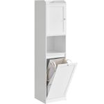 Casa si Gradina - Mobilier - Mobilier baie - Corpuri baie - Dulap baie inalt cu cos rufe detasabil, cu usa si rafturi, 40x40x170 cm, alb - Infinity.ro