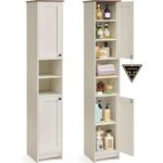 Casa si Gradina - Mobilier - Mobilier baie - Corpuri baie - Dulap de baie ingust, cu rafturi reglabile si 2 compartimente deschise, PAL si MDF, 30x30x170 cm, alb rustic - Infinity.ro