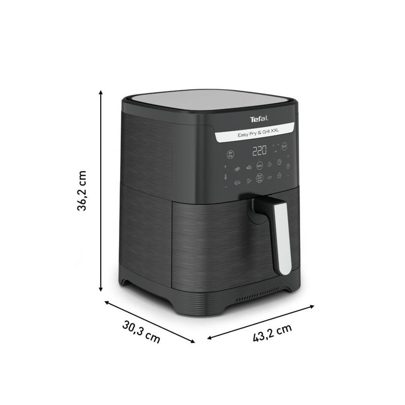 Electronice si Electrocasnice - Electrocasnice bucatarie - Aparate de gatit & desert - Friteuze - Air fryer 2 in 1 cu aer cald si gratar Tefal Easy Fry & Grill XXL EY801815 , 8 programe, 6.3 L, 2 zone de gatire - Infinity.ro