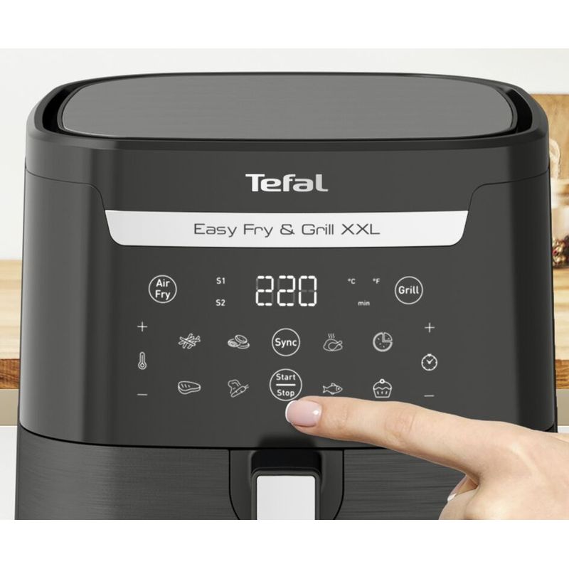 Electronice si Electrocasnice - Electrocasnice bucatarie - Aparate de gatit & desert - Friteuze - Air fryer 2 in 1 cu aer cald si gratar Tefal Easy Fry & Grill XXL EY801815 , 8 programe, 6.3 L, 2 zone de gatire - Infinity.ro