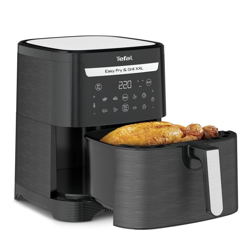 Electronice si Electrocasnice - Electrocasnice bucatarie - Aparate de gatit & desert - Friteuze - Air fryer 2 in 1 cu aer cald si gratar Tefal Easy Fry & Grill XXL EY801815 , 8 programe, 6.3 L, 2 zone de gatire - Infinity.ro