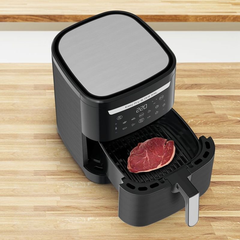 Electronice si Electrocasnice - Electrocasnice bucatarie - Aparate de gatit & desert - Friteuze - Air fryer 2 in 1 cu aer cald si gratar Tefal Easy Fry & Grill XXL EY801815 , 8 programe, 6.3 L, 2 zone de gatire - Infinity.ro