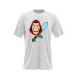 Fashion, accesorii si bijuterii - Barbati - Imbracaminte - Tricouri si bluze barbati - Tricou barbati Casa de Papel Minecraft Diamond Sword, alb, marime 2XL - Infinity.ro