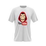 Fashion, accesorii si bijuterii - Barbati - Imbracaminte - Tricouri si bluze barbati - Tricou barbati Casa de Papel Youtube Creator, alb, marime 2XL - Infinity.ro