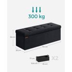 Casa si Gradina - Mobilier - Scaune si fotolii - Tabureti - Bancuta pliabila cu spatiu de depozitare, catifea matlasata, 38x110x38 cm, capacitate 300 kg, negru - Infinity.ro