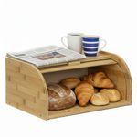 Casa si Gradina - Bucatarie si vesela - Organizare si depozitare bucatarie - Cutii alimentare - Cutie pentru paine din bambus cu capac glisant, raft superior, 38x28x18 cm, bambus natur maro - Infinity.ro