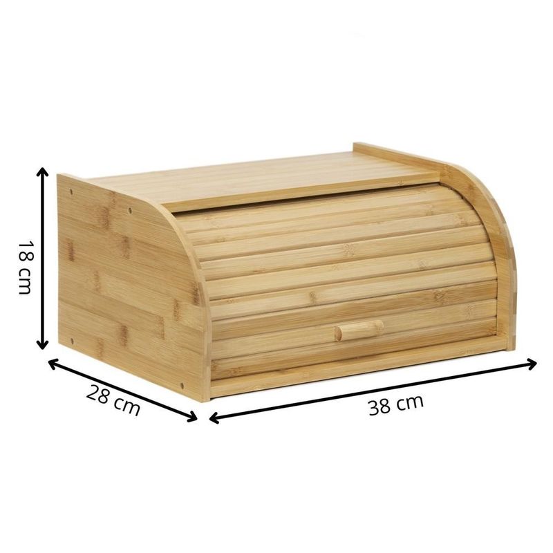 Casa si Gradina - Bucatarie si vesela - Organizare si depozitare bucatarie - Cutii alimentare - Cutie pentru paine din bambus cu capac glisant, raft superior, 38x28x18 cm, bambus natur maro - Infinity.ro
