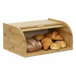Casa si Gradina - Bucatarie si vesela - Organizare si depozitare bucatarie - Cutii alimentare - Cutie pentru paine din bambus cu capac glisant, raft superior, 38x28x18 cm, bambus natur maro - Infinity.ro