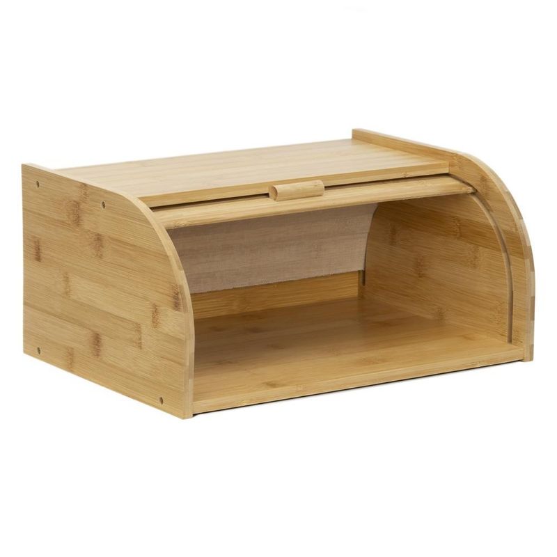 Casa si Gradina - Bucatarie si vesela - Organizare si depozitare bucatarie - Cutii alimentare - Cutie pentru paine din bambus cu capac glisant, raft superior, 38x28x18 cm, bambus natur maro - Infinity.ro