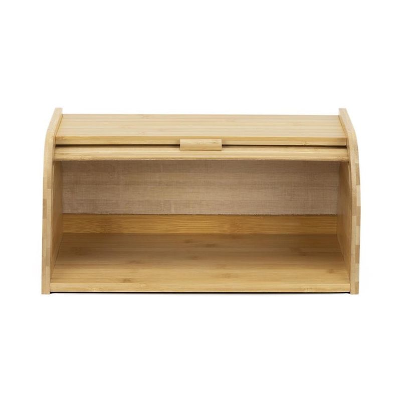 Casa si Gradina - Bucatarie si vesela - Organizare si depozitare bucatarie - Cutii alimentare - Cutie pentru paine din bambus cu capac glisant, raft superior, 38x28x18 cm, bambus natur maro - Infinity.ro