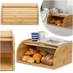 Casa si Gradina - Bucatarie si vesela - Organizare si depozitare bucatarie - Cutii alimentare - Cutie pentru paine din bambus cu capac glisant, raft superior, 38x28x18 cm, bambus natur maro - Infinity.ro