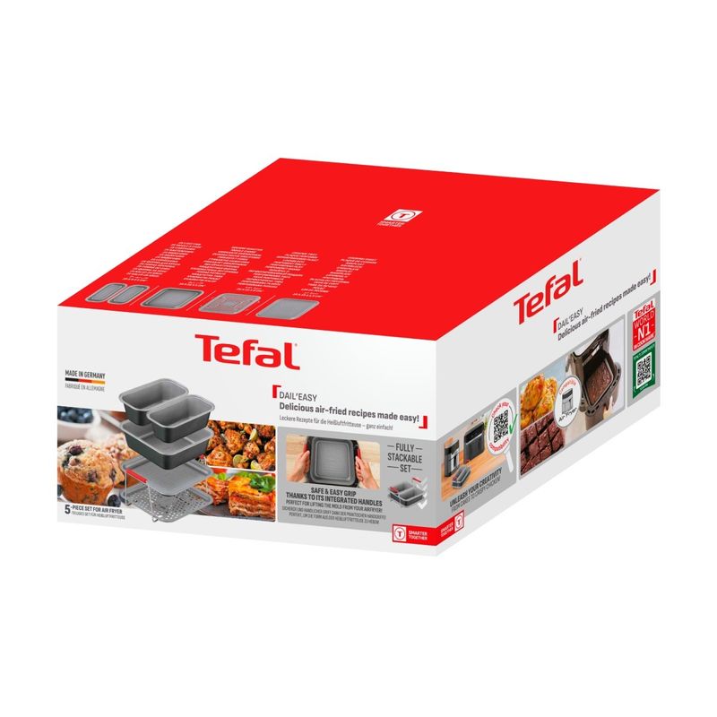 Casa si Gradina - Bucatarie si vesela - Vase pentru gatit - Tavi copt - Set de 5 accesorii Tefal Dail'Easy J701S544 pentru friteuza de 4.6 L, invelis antiaderent, otel carbon, tava perforata - Infinity.ro