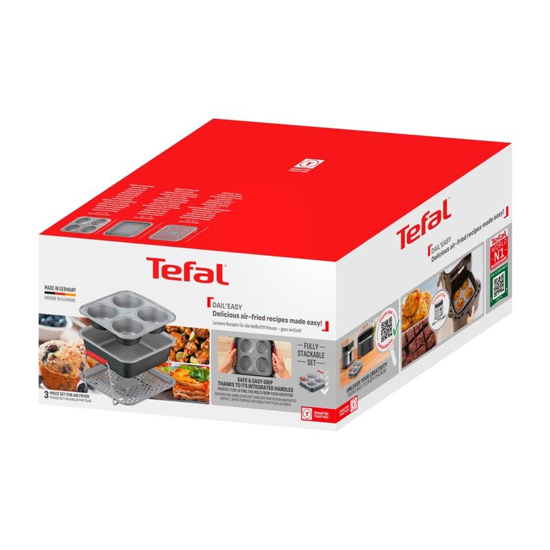 Casa si Gradina - Bucatarie si vesela - Vase pentru gatit - Tavi copt - Set de 3 accesorii Tefal Dail'Easy J701S344 pentru friteuze de 4.6 L, invelis antiaderent, otel carbon, tava perforata - Infinity.ro