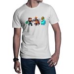 Fashion, accesorii si bijuterii - Barbati - Imbracaminte - Tricouri si bluze barbati - Tricou barbati Clash Royale Among Sus Caution Minecraft Steve, alb, marime 2XL - Infinity.ro