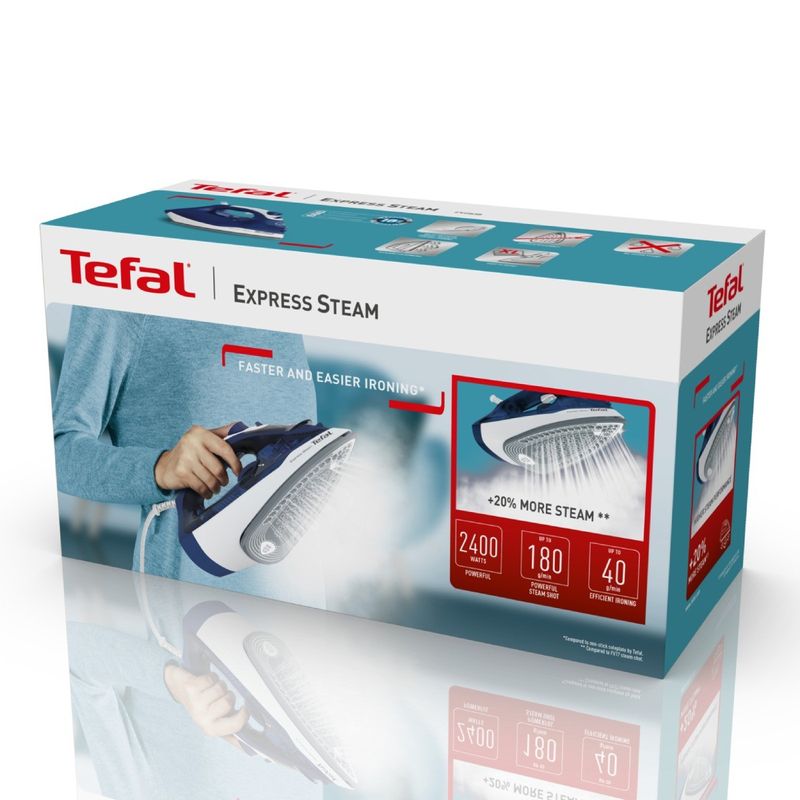 Electronice si Electrocasnice - Ingrijirea tesaturilor - Fiare de calcat - Fier de calcat Tefal Express Steam FV2838E0, 2400W, jet de abur 180 g/min, abur variabil 40 g/min, 270 ml, functie - Infinity.ro