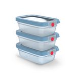 Casa si Gradina - Bucatarie si vesela - Organizare si depozitare bucatarie - Cutii alimentare - Set de 3 caserole Tefal ONEClick N1230510, 0.3 L, plastic, inchidere 100% etansa, albastru - Infinity.ro