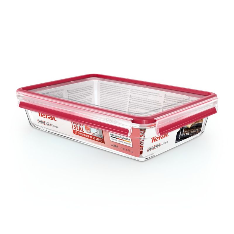 Casa si Gradina - Bucatarie si vesela - Organizare si depozitare bucatarie - Cutii alimentare - Caserola Tefal MasterSeal Glass N1041210, 3 L, sticla, inchidere 100% etansa, transparent - Infinity.ro