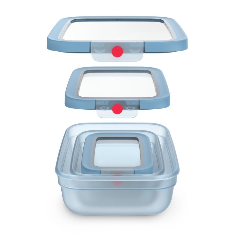 Casa si Gradina - Bucatarie si vesela - Organizare si depozitare bucatarie - Cutii alimentare - Set de 5 caserole Tefal ONEClick N1230210, 0.5 / 1.2 / 2.3 L, plastic, inchidere 100% etansa, albastru - Infinity.ro