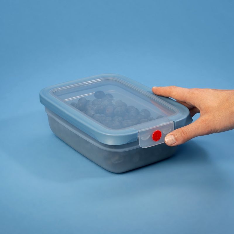 Casa si Gradina - Bucatarie si vesela - Organizare si depozitare bucatarie - Cutii alimentare - Set de 5 caserole Tefal ONEClick N1230210, 0.5 / 1.2 / 2.3 L, plastic, inchidere 100% etansa, albastru - Infinity.ro