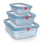 Casa si Gradina - Bucatarie si vesela - Organizare si depozitare bucatarie - Cutii alimentare - Set de 5 caserole Tefal ONEClick N1230210, 0.5 / 1.2 / 2.3 L, plastic, inchidere 100% etansa, albastru - Infinity.ro