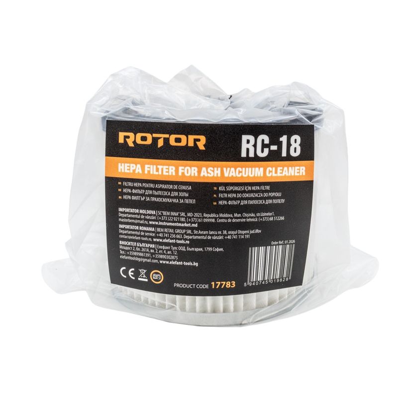 Electronice si Electrocasnice - Ingrijirea locuintei - Accesorii aparate pentru ingrijirea locuintei - Filtru HEPA pentru aspirator de cenusa ROTOR RC-18 - Infinity.ro