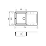 Casa si Gradina - Sanitare - Chiuveta bucatarie si accesorii - Chiuvete bucatarie - Chiuveta de bucatarie din granit cu o cuva si scurgator, seria HORIZON, Black 780x495x230 mm, FLOW FCB-7849HBM/1T - Infinity.ro