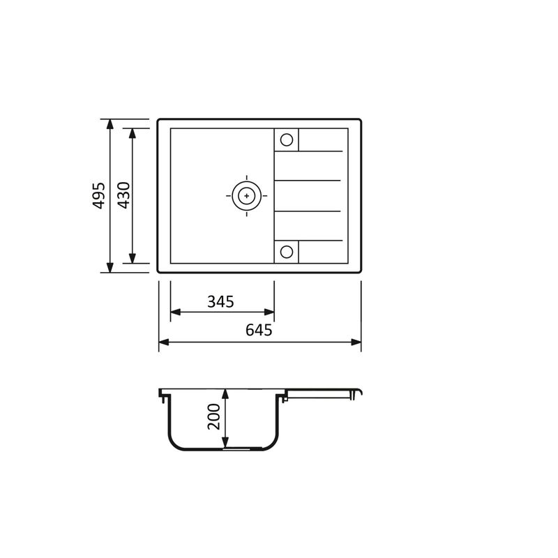 Casa si Gradina - Sanitare - Chiuveta bucatarie si accesorii - Chiuvete bucatarie - Chiuveta de bucatarie din granit cu o cuva si scurgator, seria ANILA, 645x495x200 mm, FLOW FCB-6449ABA/1T - Infinity.ro